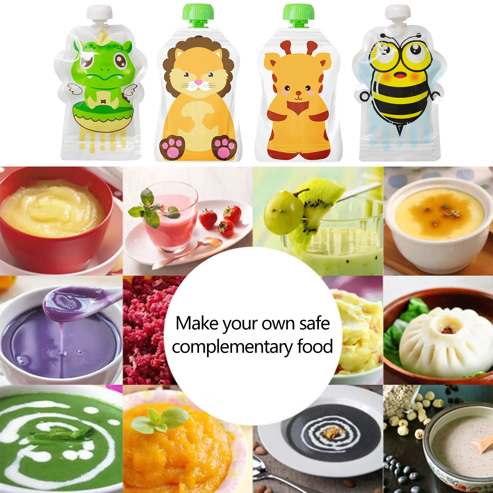Baby Food Reusable Pouches - 4 buah tas penyimpanan makanan dapat