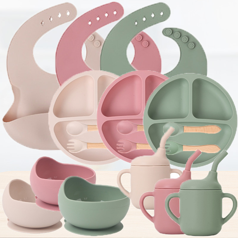 Baby Food Nutrition - Set peralatan makan silikon anak-anak, Set