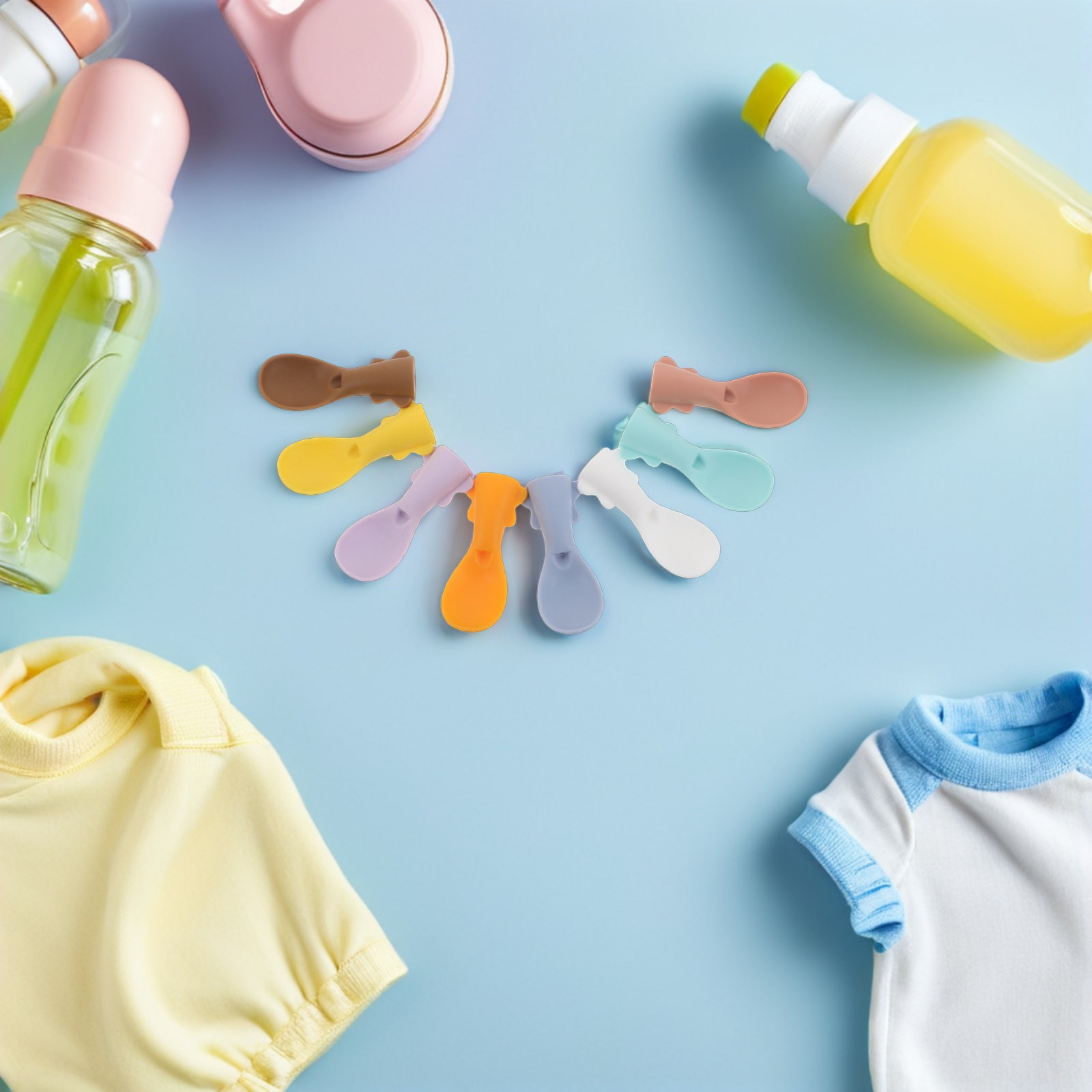 Baby Food Reusable Pouches - 8 Buah Sendok Silikon untuk Makanan,