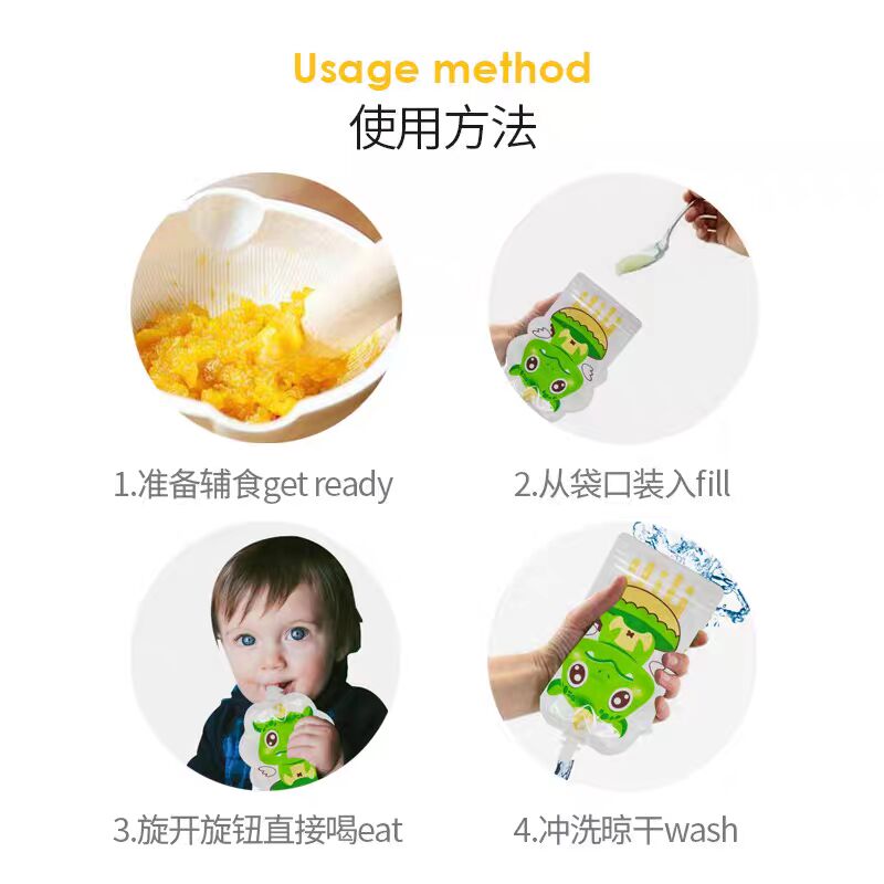 4 buah/paket, Kantong Penyimpa - Baby Food Reusable Pouches ulasan dan harga
