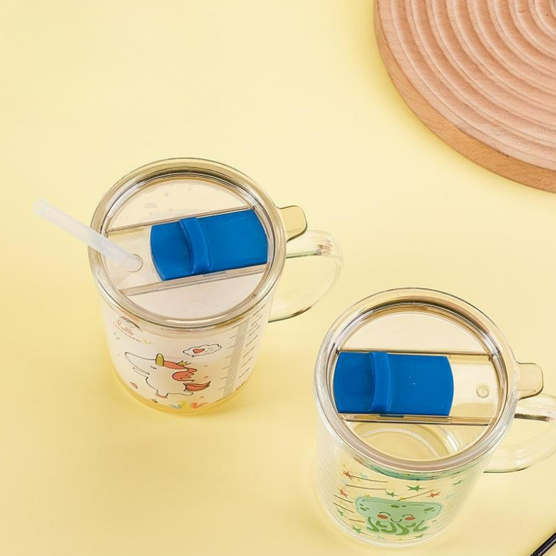 Mug Kaca Kartun dengan Tutup C - Baby Food Glass ulasan dan harga